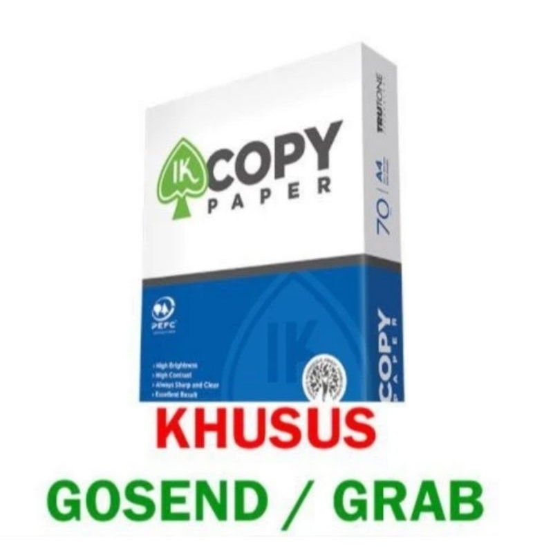 

Kertas HVS A4 70 gr Ik Copypaper Khusus Grab dan Gojek