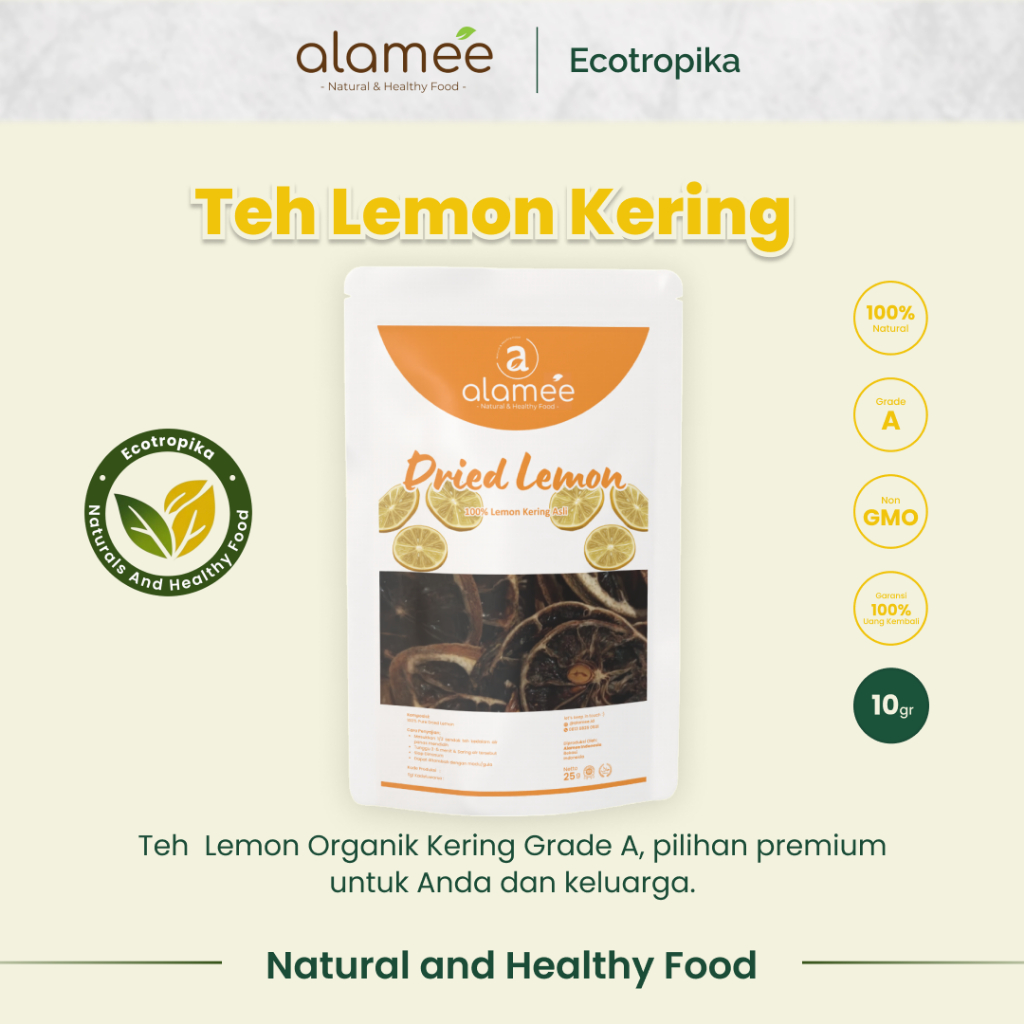 

Lemon Kering Dried Slice Tea Teh Herbal Iris Organik Minuman Herbal Premium Kemasan 10gr