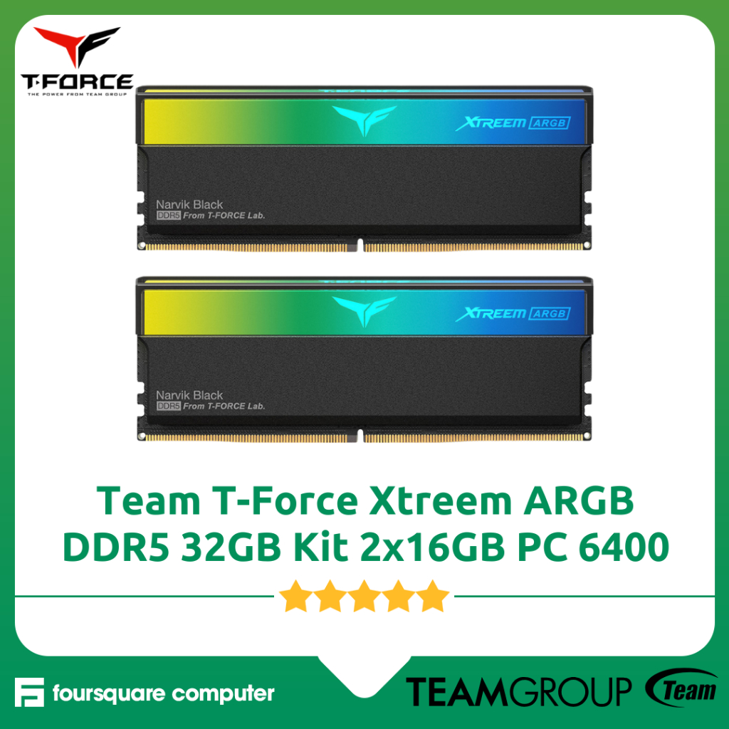 Team T-Force Xtreem ARGB DDR5 32GB Kit 2x16GB PC 6400 Mhz CL32 Ram Komputer - FF9D532G6400HC32ADC01