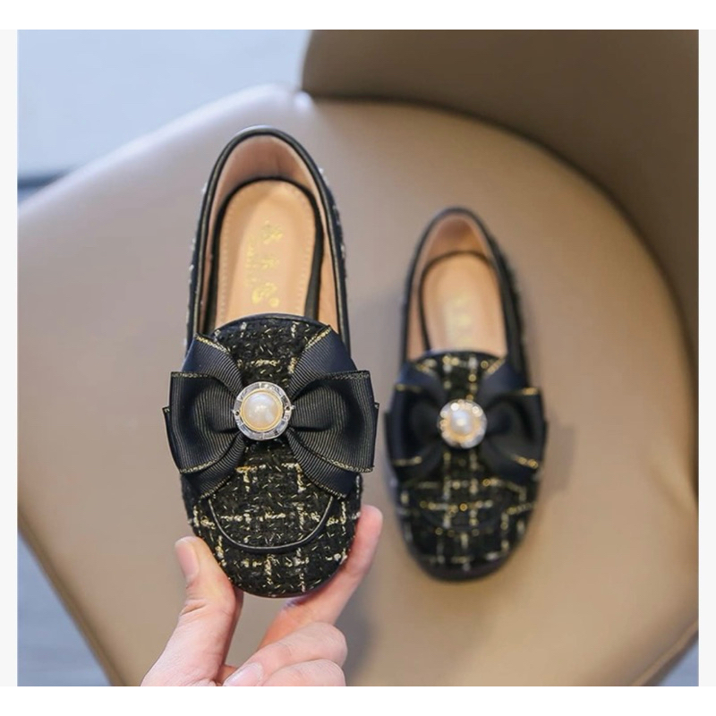 Sepatu anak perempuan motif pita mutiara - sepatu anak peremphan umur 2-10 tahun - sepatu anak cewek