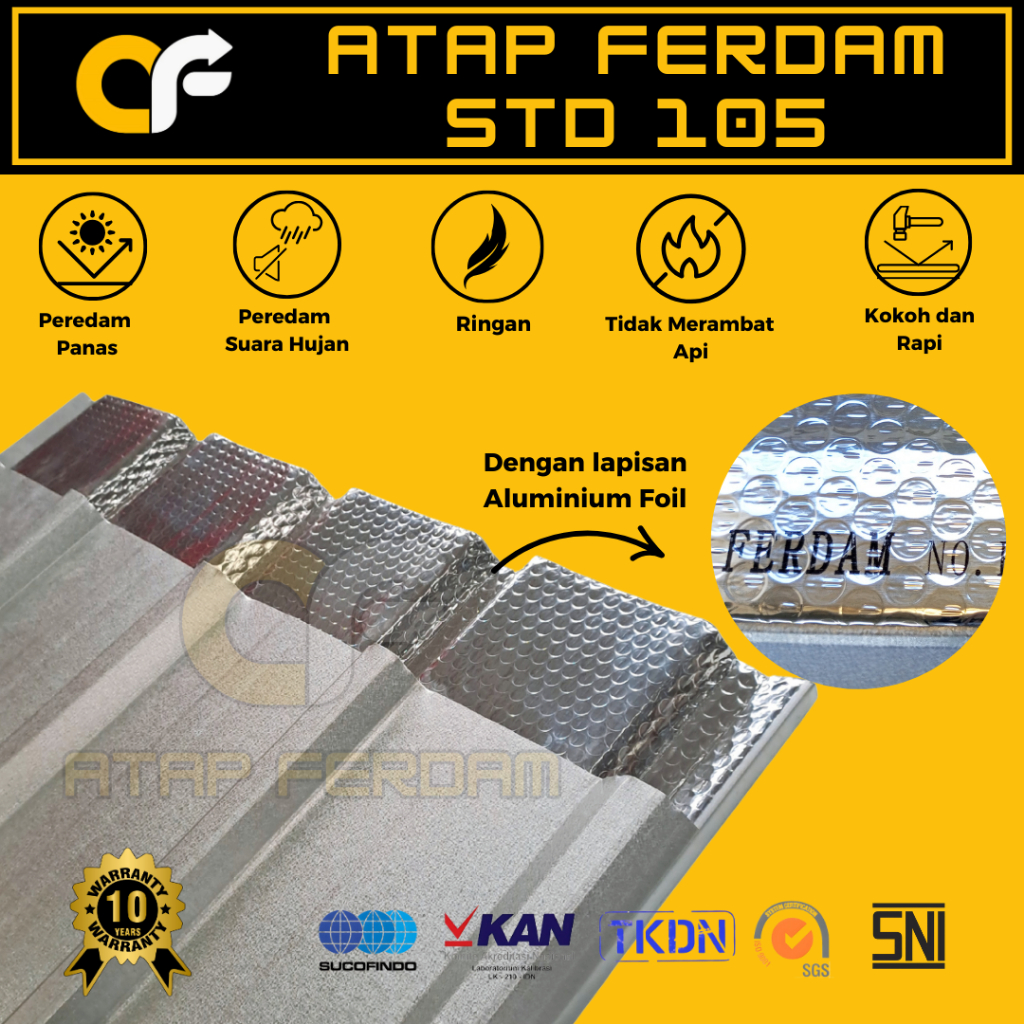 ATAP FERDAM STD 105 - Spandek 4 Meter - Galvalum Dengan Lapisan Peredam Insulasi Alumunium Foil - Tr