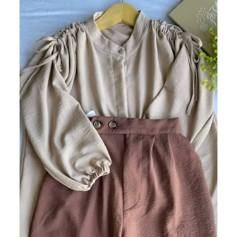 blouse serut crinkle wanita