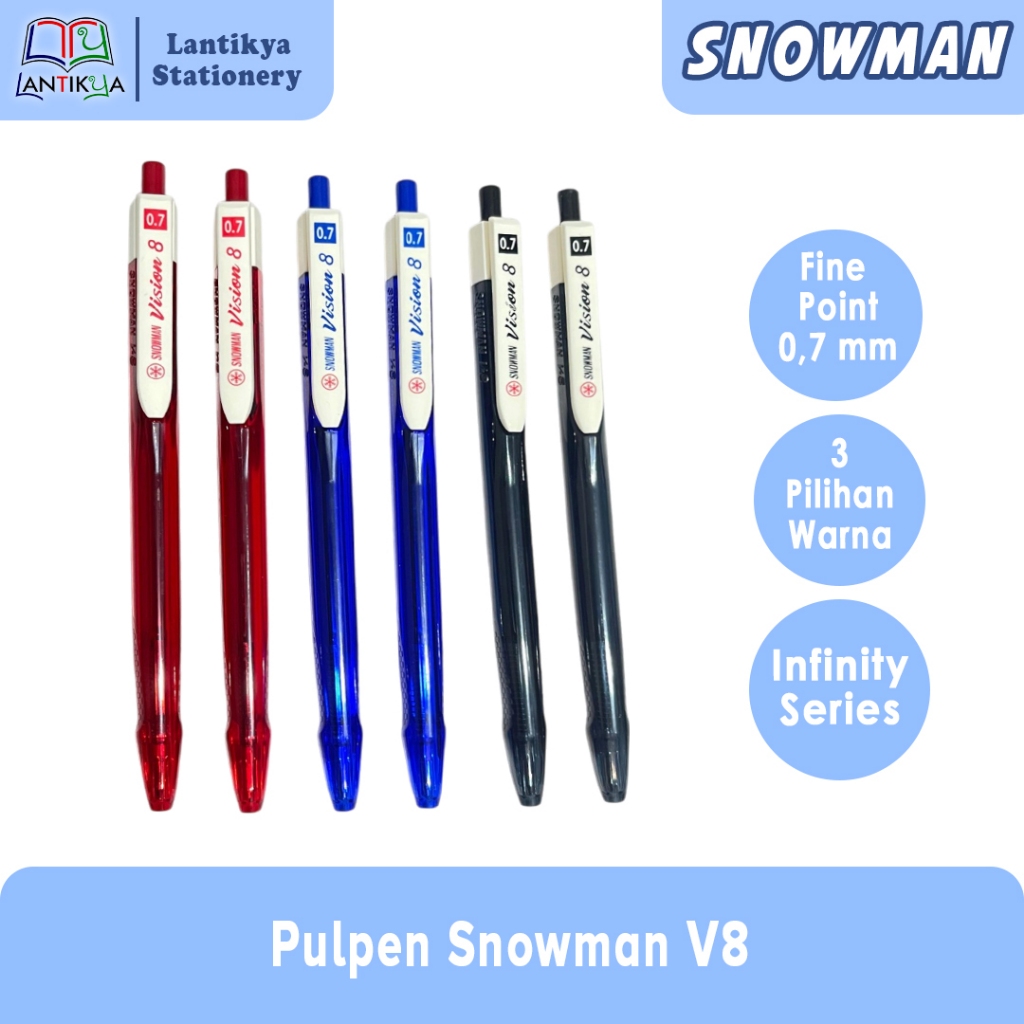 

PER 1 PCS PULPEN SNOWMAN V8 /BALLPOINT V8SNOWMAN/ PEN CETEK V8 SNOWMAN