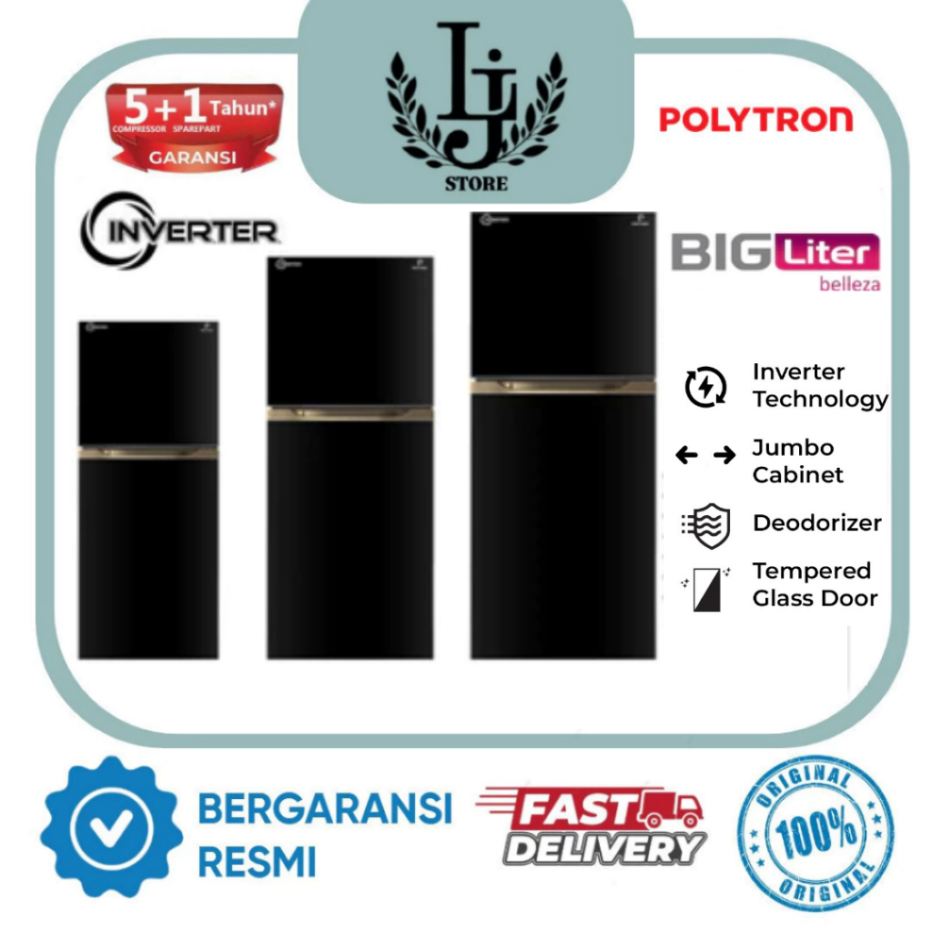 Kulkas Polytron 2 Pintu PRM431X / PRM491X / PRM495X Big Liter Kulkas 2 Pintu Polytron Inverter
