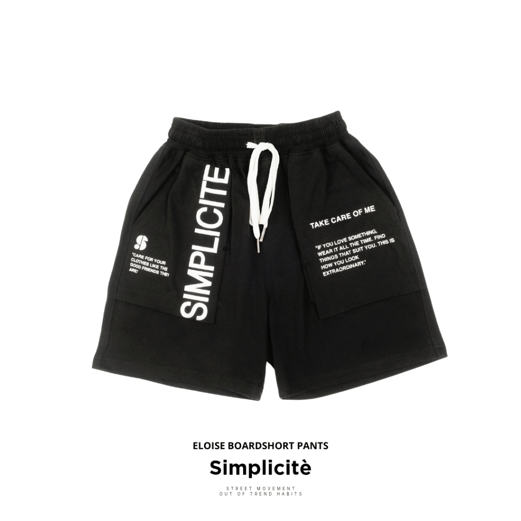 SMOOTH BASIC Double Face Eloise Boardshort Pants Black Simplicite Series