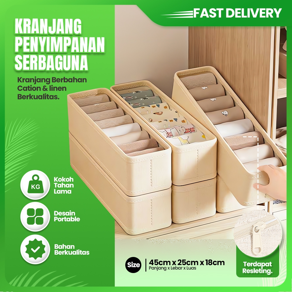 Kotak Penyimpanan Celana Dalam Laci Lipat Aksesoris Kecil Box Container Organizer Kaos Kaki Syal Mul