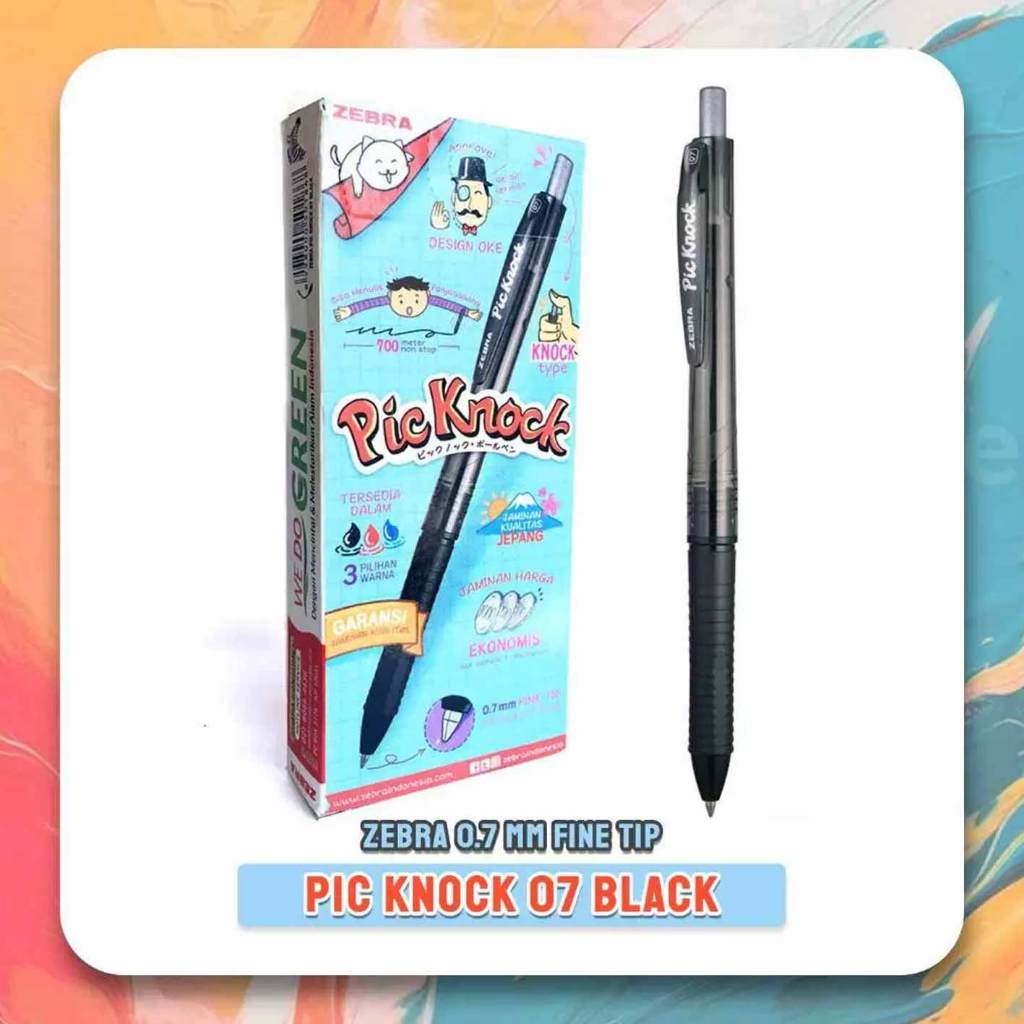 

(Live) Bolpoin Pic Knock 0.7 mm Zebra / 0,7 mm Pen Zebra Picknock / 0,7mm Bulpen Tinta Hitam fine tip pcs / Retractable Pen Oil Based Ink