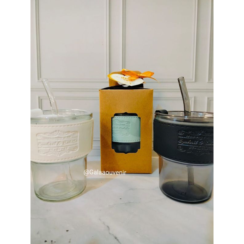 SOUVENIR TUMBLER TOFFEE CUSTOM SABLON KEMASAN BOX / SOUVENIR TUMBLER KACA SEDOTAN / SOUVENIR GELAS S