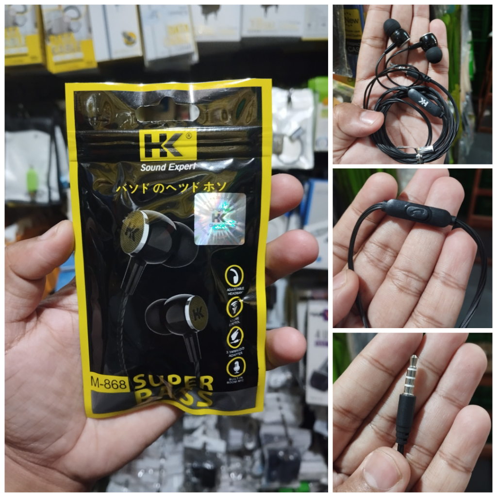 HEADSET SUPER BASS HK M-868 HANDSFREE HK SUPERBASS 868 EARPHONE ORIGINAL HK