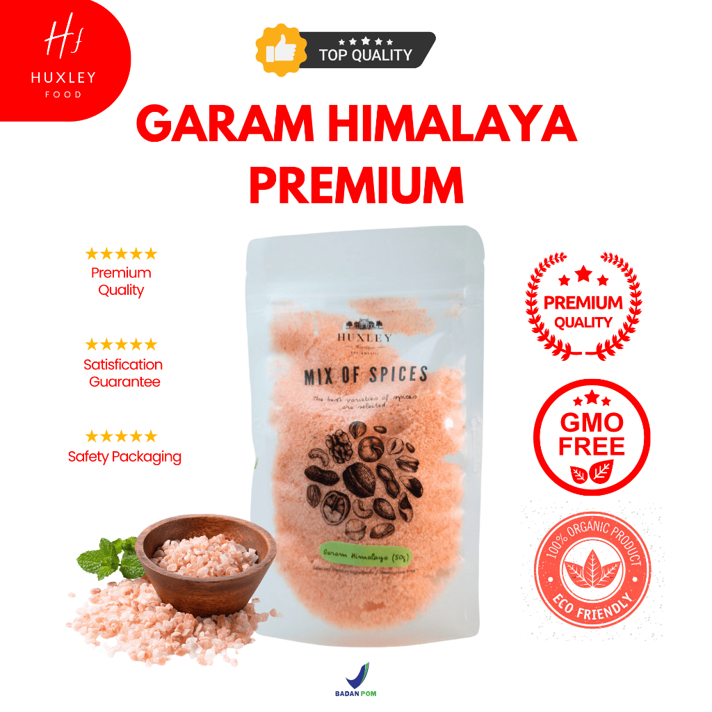 

HUXLEY PREMIUM Garam Himalaya 100g (Himalaya Salt) Pouch - Huxley Heritage Bumbu Dapur Rempah Masak