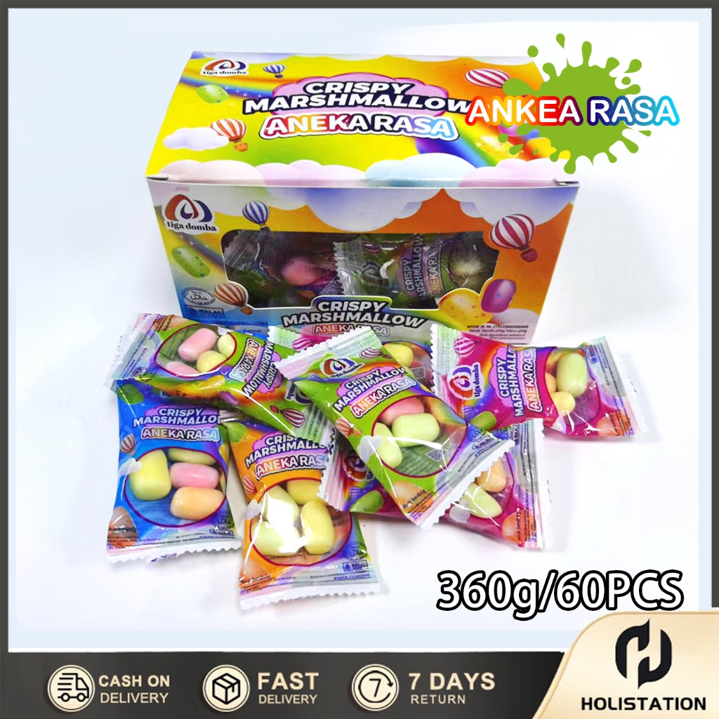 

2 box @60 Pcs-Crispy Marshmallow-Aneka Rasa Buah:Stroberi,Lemon, Jeruk, Apel, danBlueberry,Camilan Penghilang Stres yang Cocokuntuk Acara Santai dan Pesta! Permen lunak CandyGummyFood rasa Buah Fruity Lolipop Manis MiniSnack Makanan