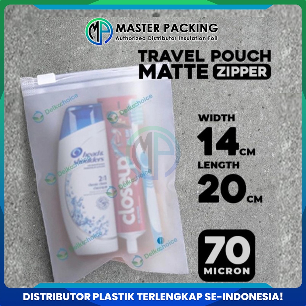 Plastik Travel Pouch Zipper Bag 14cm x 20cm 70 Micron Premium Kantong Organizer Matte - Delkochoice