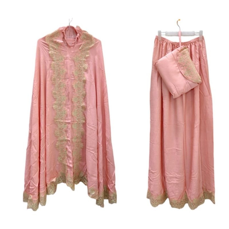 Mukena Renda Oneset Atas Bawah Katun Rayon Polos