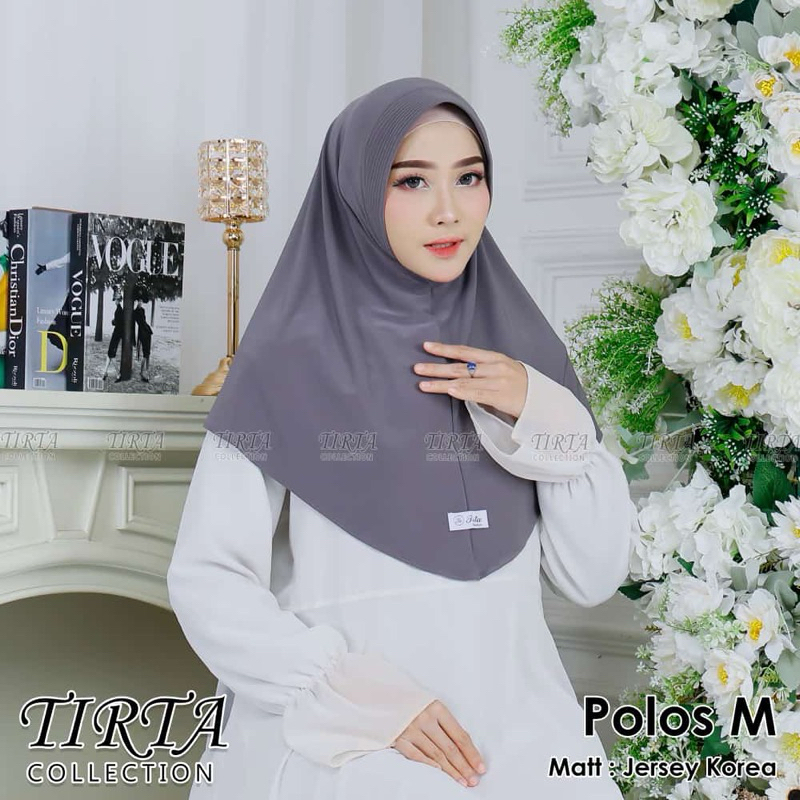 TIRTA-Daily hijab instan jilbab bergo pet polos jersey kore size M by tirta collection