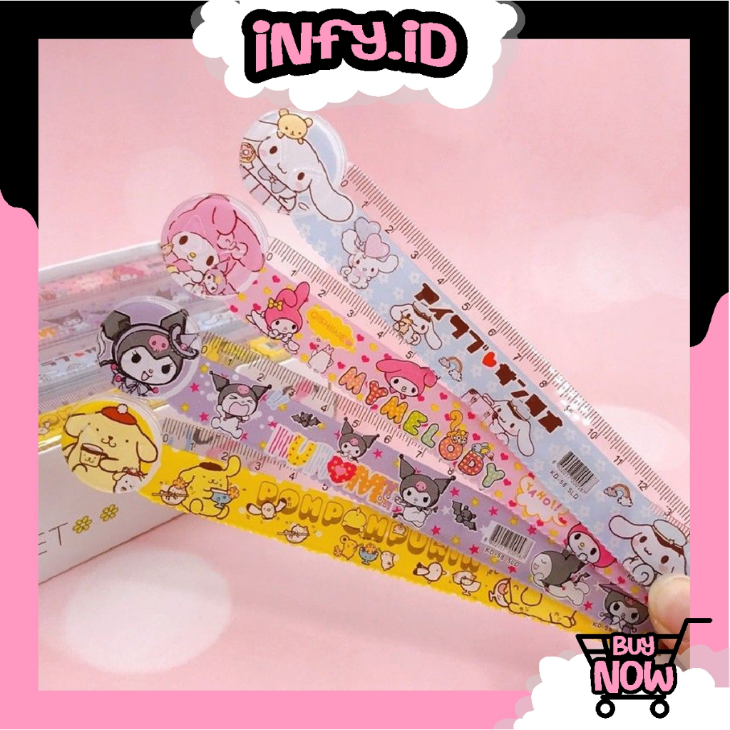 

INFY - Penggaris Premium Panjang 15 cm Melody Kuromi Pom Pom Purin Unik Lucu Imut Termurah S143