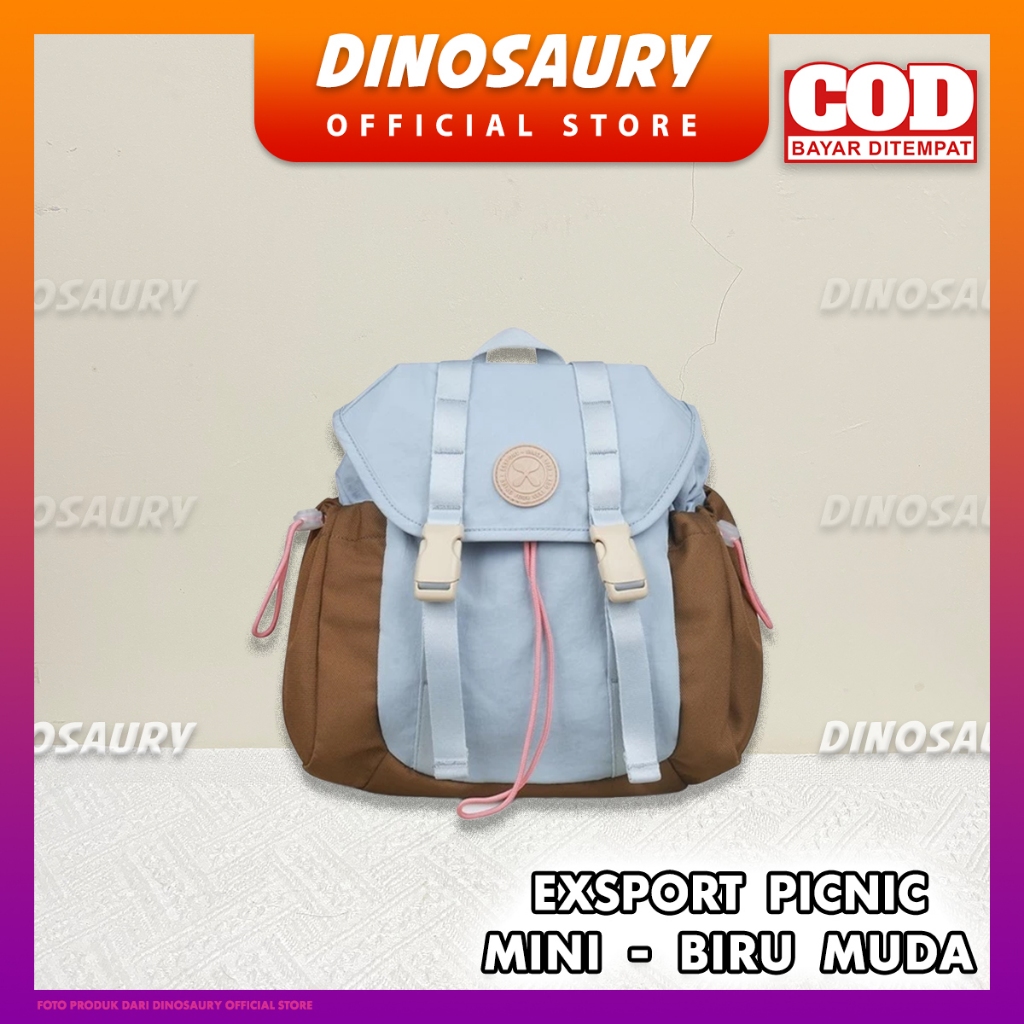 Tas Ransel Exsport Picnic Mini Rucksack - Biru Muda - ORIGINAL Bag Export Eksport Wanita Pria Anak C