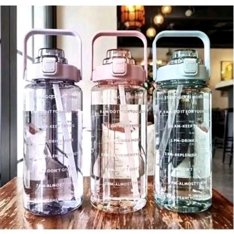 B( B95 ) BOTOL MINUM KOREA VIRAL TUMBLER MOTIVASI MINUM 2 LITER