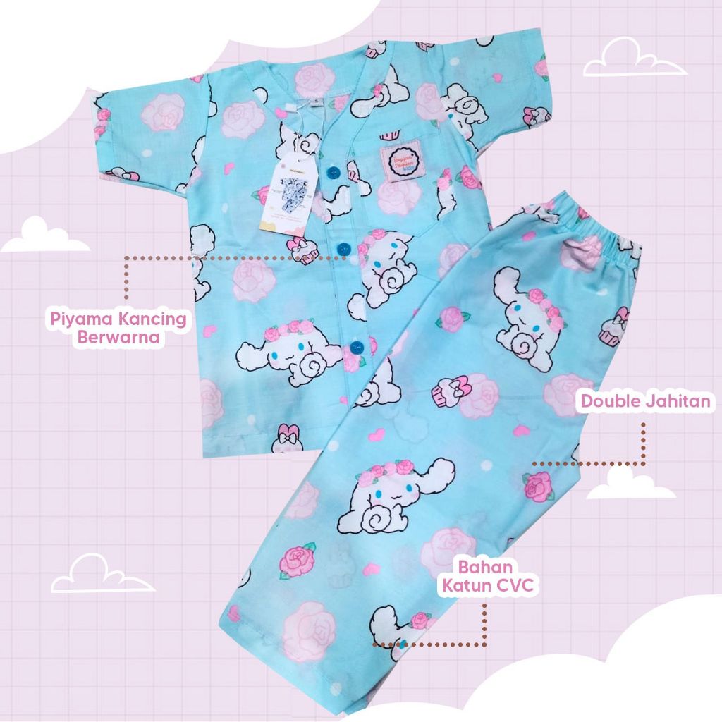 Rayyan Piyama Anak Setelan Motif Cinnamoroll Cupcakes