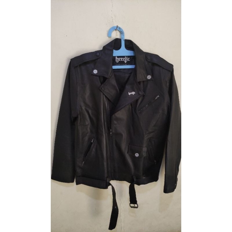 jaket kulit brand heretic ukuran xl no mines lengkap