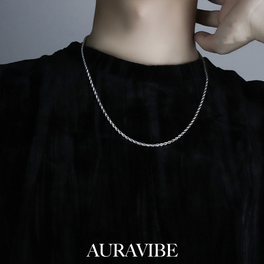 AURAVIBE Gaya baru memutar kalung  laki-laki baja titanium Sederhana kepribadian aksesoris keren