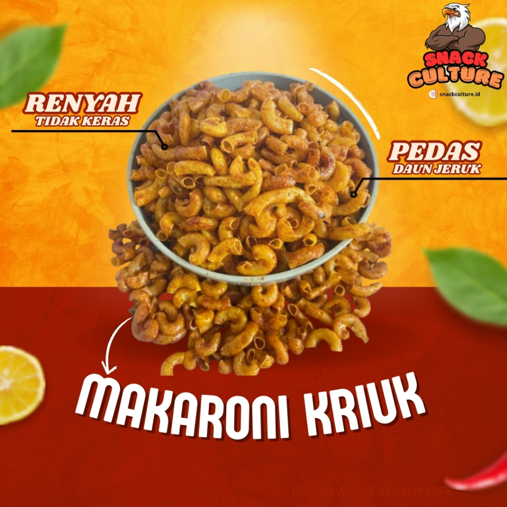 

MAKARONI KRIUK PIPA PEDAS DAUN JERUK 100 200 500 GRAM