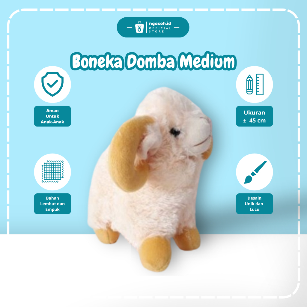 ngasoh.id Boneka Plushie Domba Garut Merino Plush Mainan Bulu Halus Cream Size L 45cm