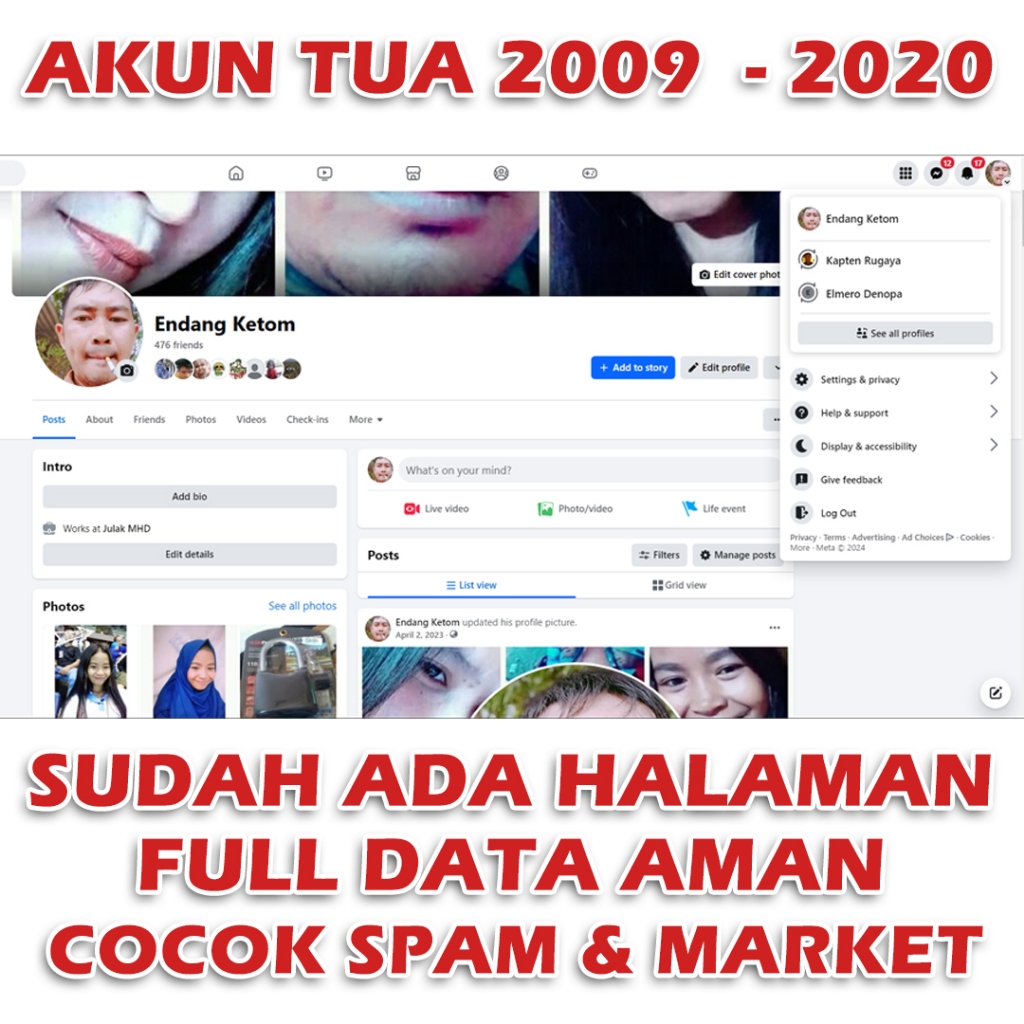 Akun Facebook Tua Ads Spam Market Bonus Halaman Data Full Lengkap Aman BACA DESKRIPSI