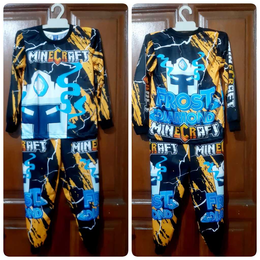 SETELAN FROST DIAMOND ANAK | PIYAMA ANAK MOTIF GAME MINECRAFT / BAJU TIDUR ANAK GAMING KARAKTER FROS