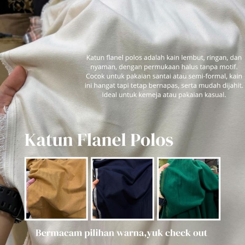 KAIN KATUN FLANNEL POLOS | Harga/0,5m | kain katun flanel meteran | bahan kemeja flanel | kain katun