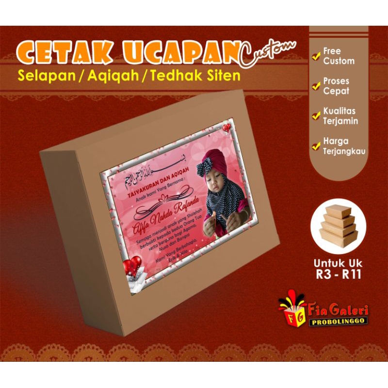 Ucapan Aqiqah / Ucapan Selapan / Ucapan Tedak Siten / Ucapan Syukuran (Bisa Stiker)