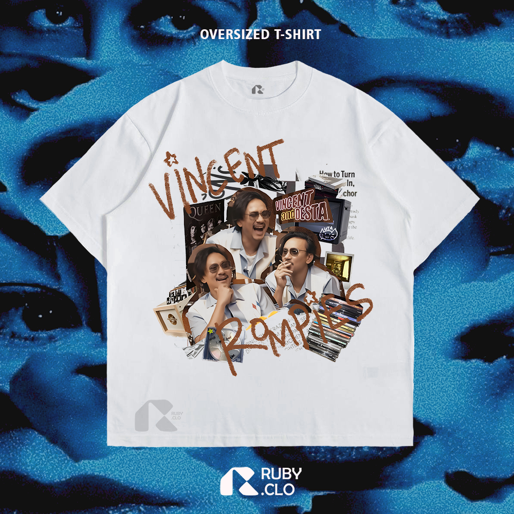 RUBY.CLO - KAOS BAJU BOXY OVERSIZE VINCENT ROMPIES VINDES VINCENT AND DESTA PUTIH | OVERSIZED T-SHIR