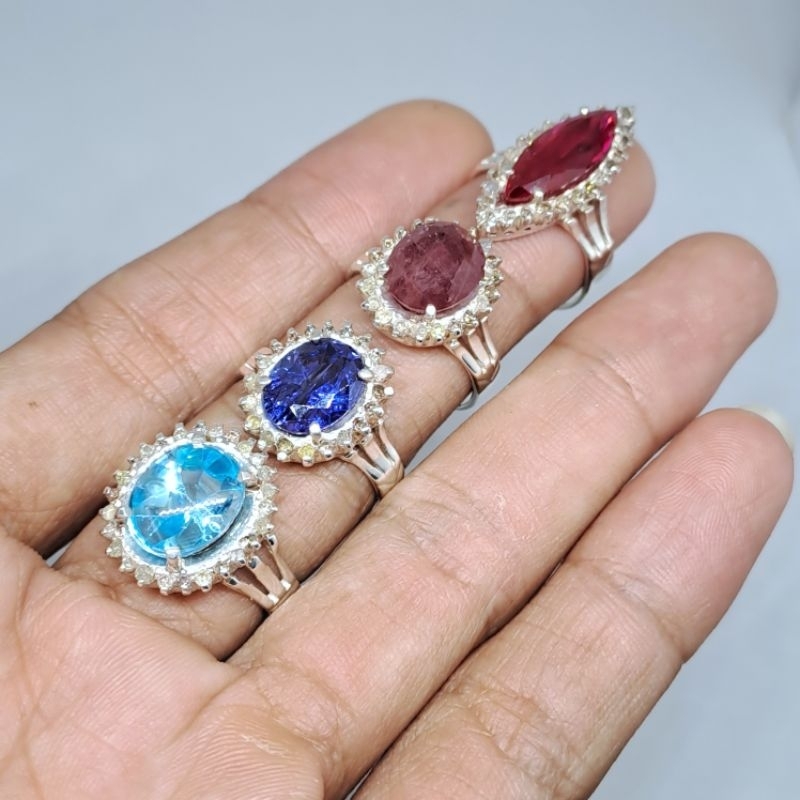 Cincin Silver Wanita Berlian Asli