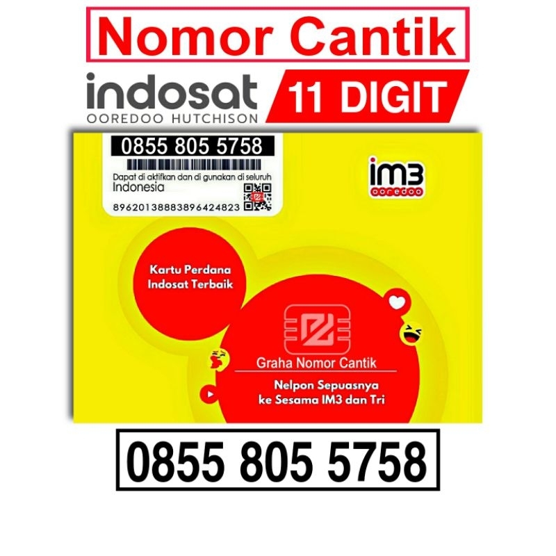 Nomor Cantik Indosat Ooredoo IM3 Murah Meriah BOS 5758 Hoki 168 168 Double Triple 11 Digit