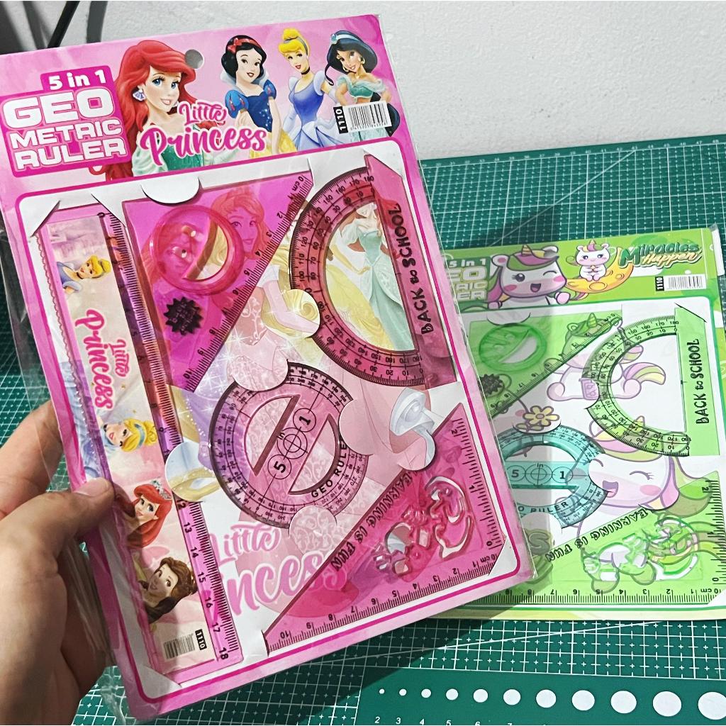 

GEOMETRIC RULER (5in1 / 4in1) - SET Penggaris Anak / Mistar & Busur Karakter Fancy Cewe & Cowo