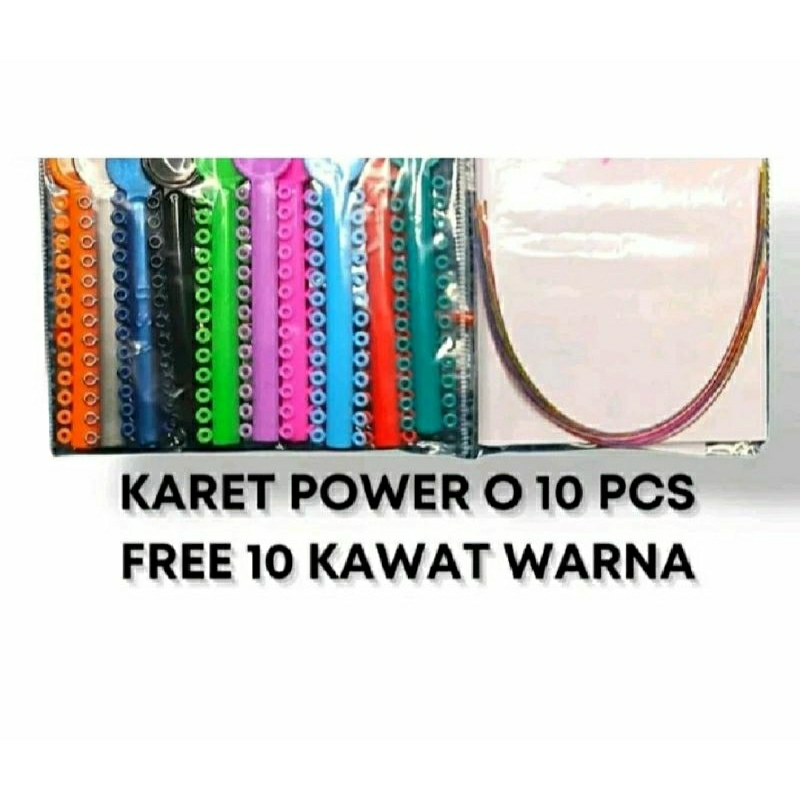 karet behel power o warna isi 10 free kawat warna isi 10