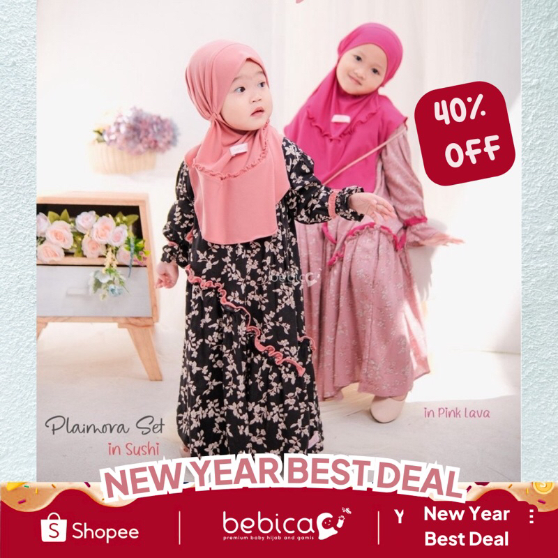 BEBICA Plaimora Set [Gamis dan Hijab Bayi / Anak]