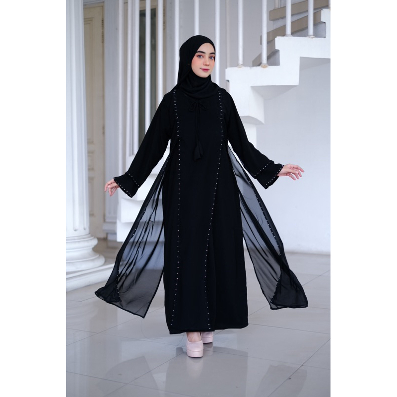 Abaya Balqis Gamis Jetblack saudi dubai arab dress maxi mewah dewasa umroh