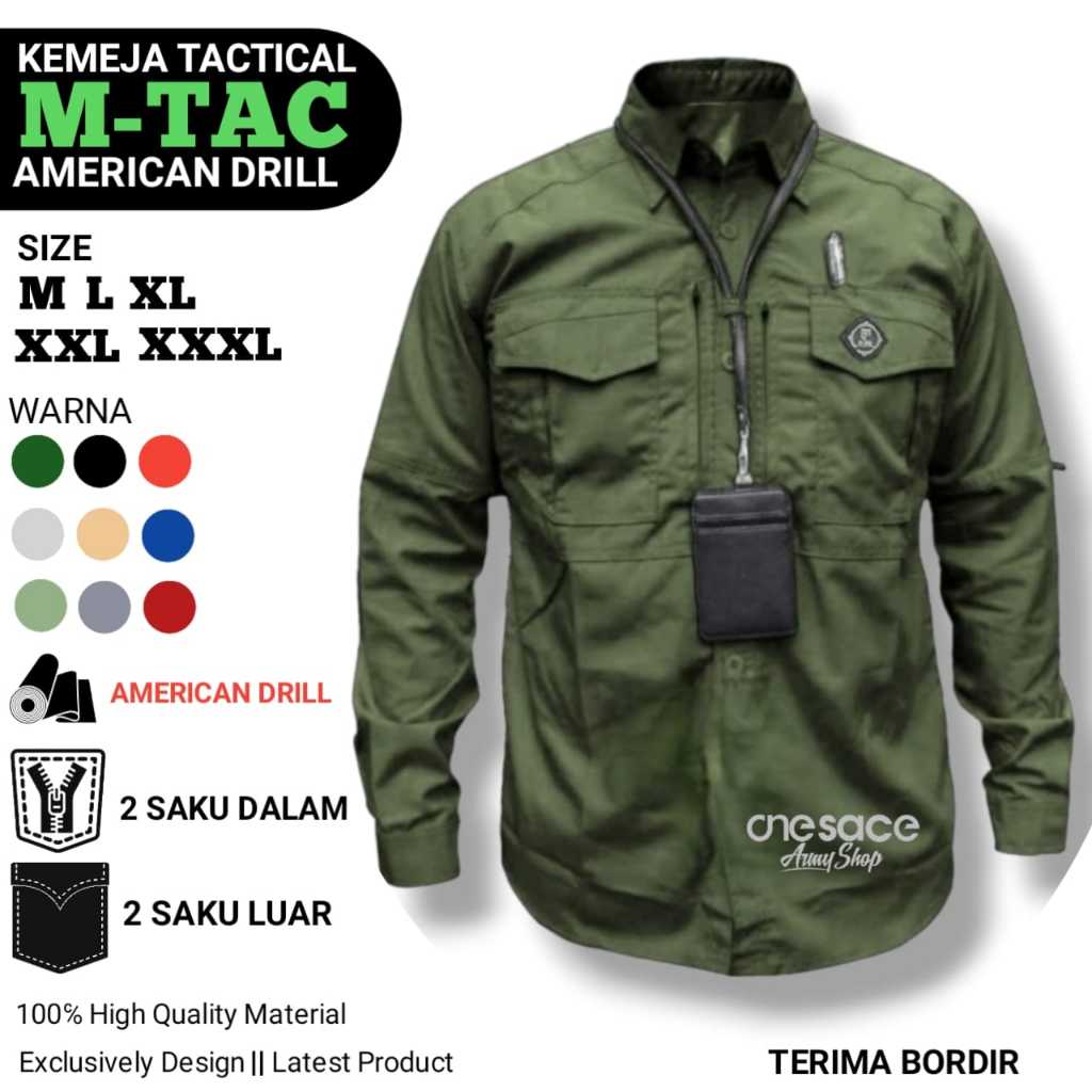 JV0L Baju Kemeja Pria Tactical Lengan Panjang Best Seller Original Bahan Baby Seragam Kerja Outdoor