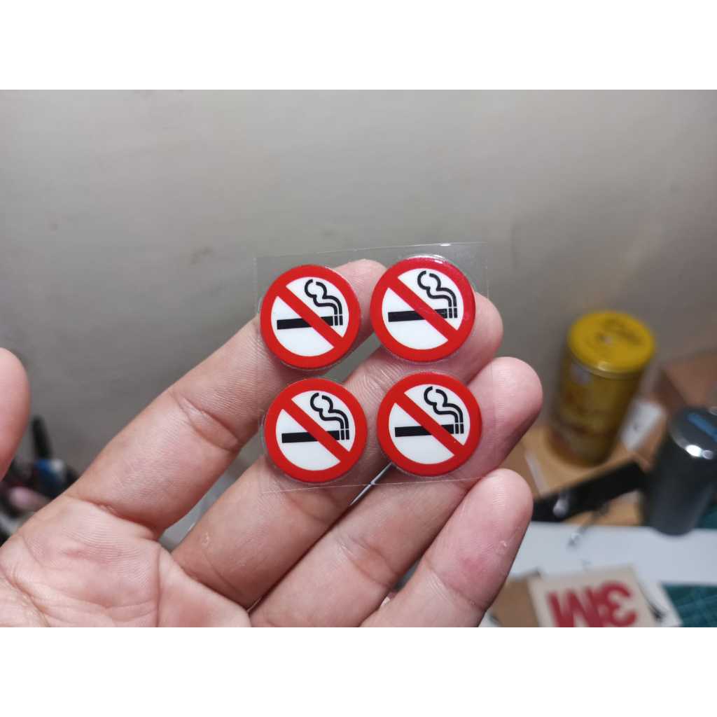 Sticker DTF UV Dilarang Merokok No Smoking Mobil