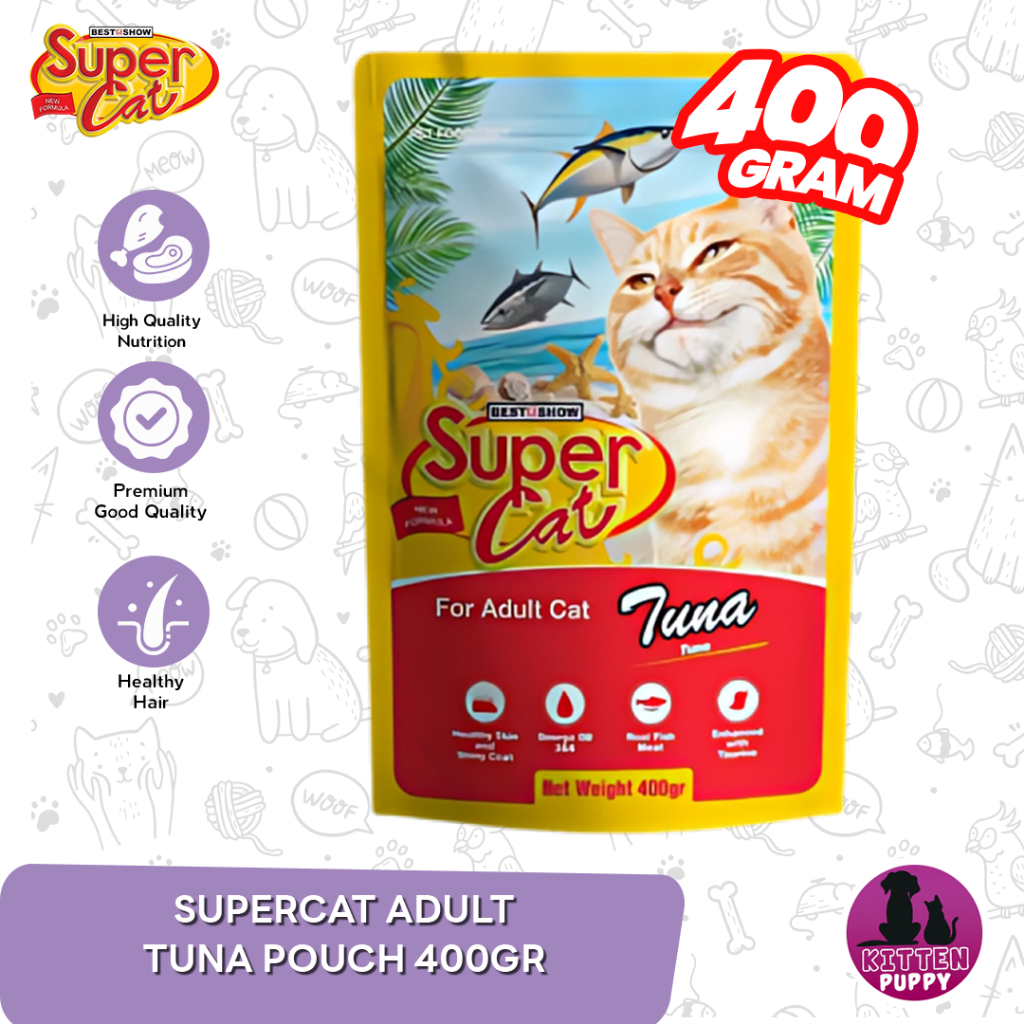 Super Cat Pouch Makanan Basah Kucing Wet Food SuperCat 400 Gram