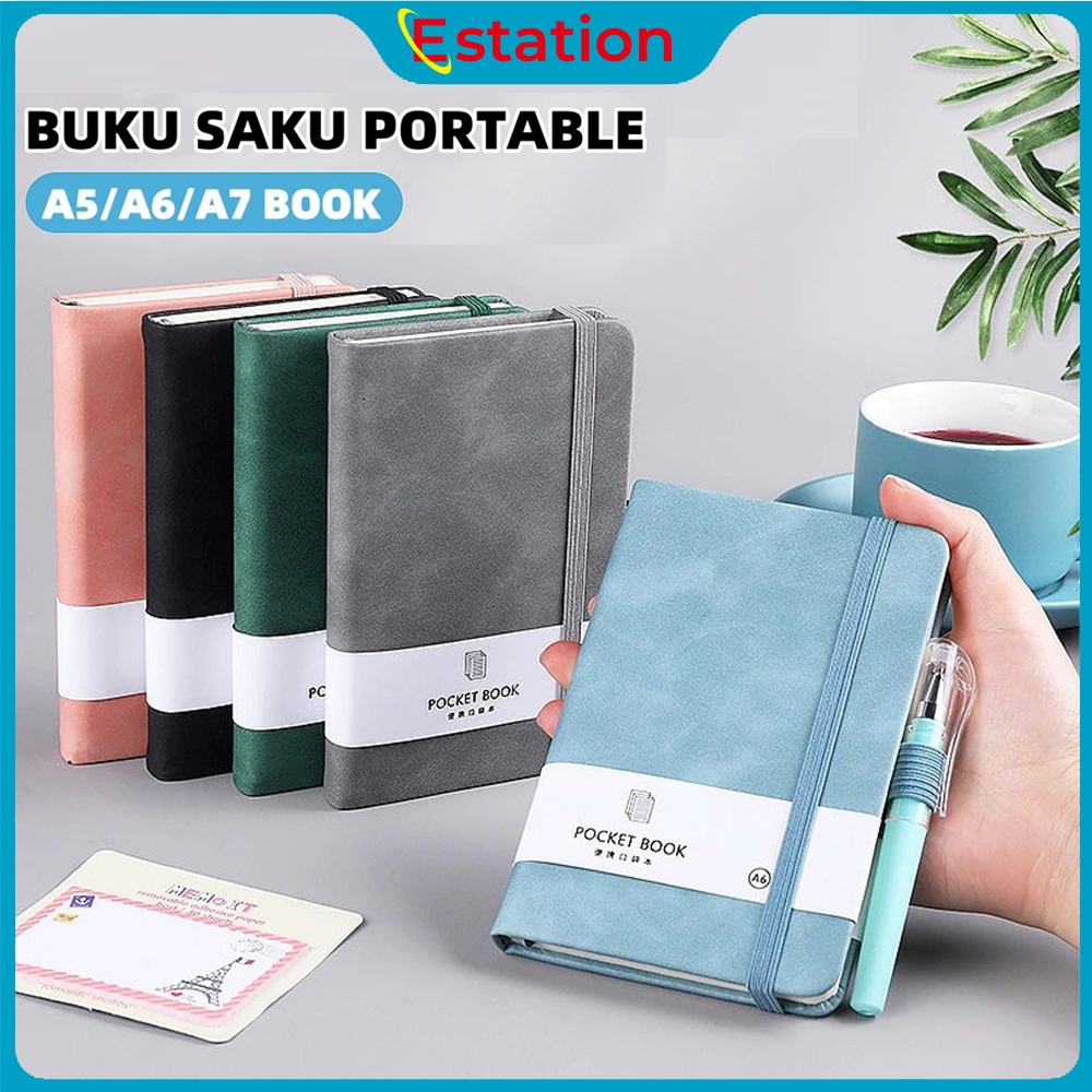 

Estation - Notebook A5/A6/A7 Pocket Buku Diary Kecil Pertemuan Scrapbook Mini 100 Lembar