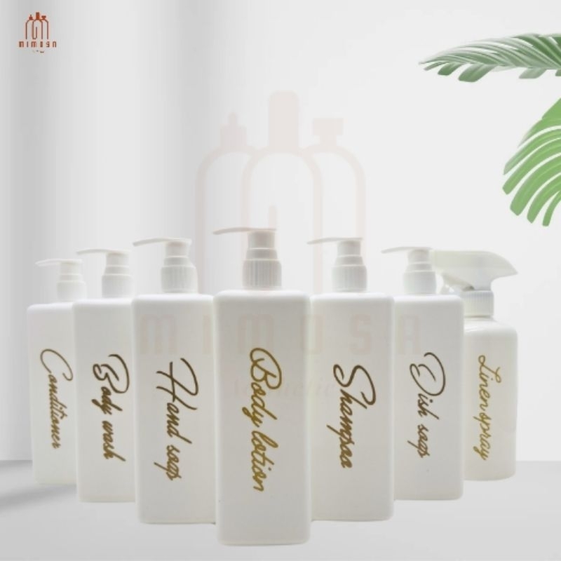 Botol Refill Sabun Cair 500 ML Kotak Putih Doff Putih / Botol Pump Kotak / Botol Sabun Aesthetic