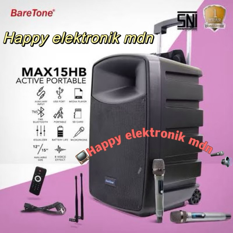 BARETONE 15 HB BARETONE MAX 15 HB BARETONE 600WATT BARETONE SPEAKER PORTABLE 15 INCH BARETONE WIRELE