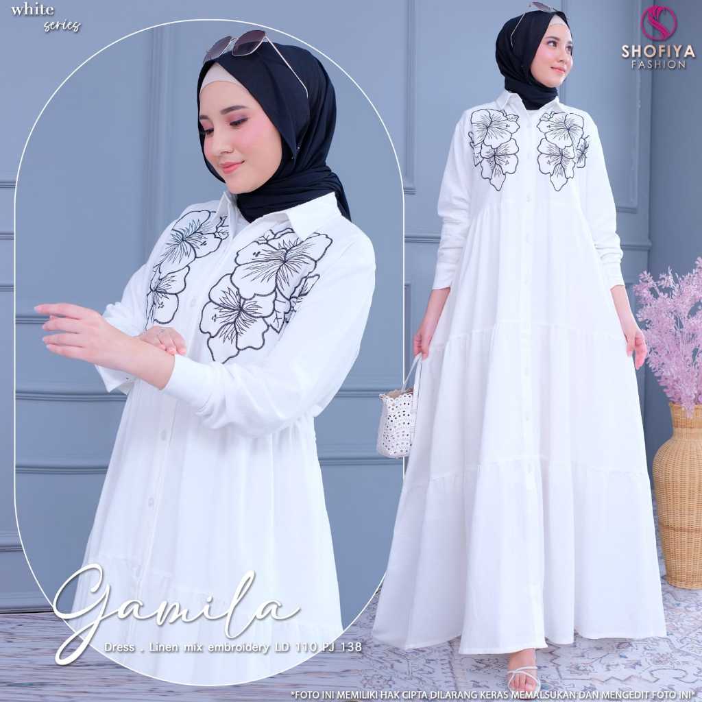 Shofiya Gamila Dress - Linen Mix Embroidery