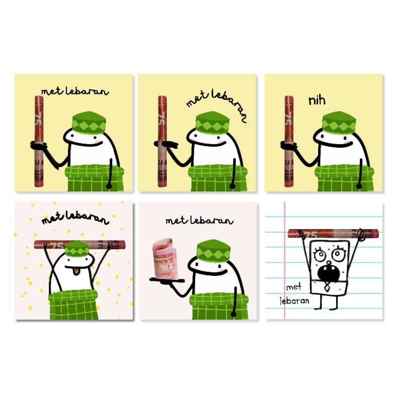

(Isi 6) Amplop Lebaran | Kartu Angpao Uang THR Gambar Stick Figure Doodle Unik Kartun Doodlebob Lucu