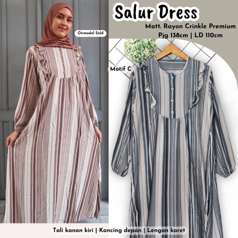 PROMO  Gamis Rayon Crinkle Motif Salur