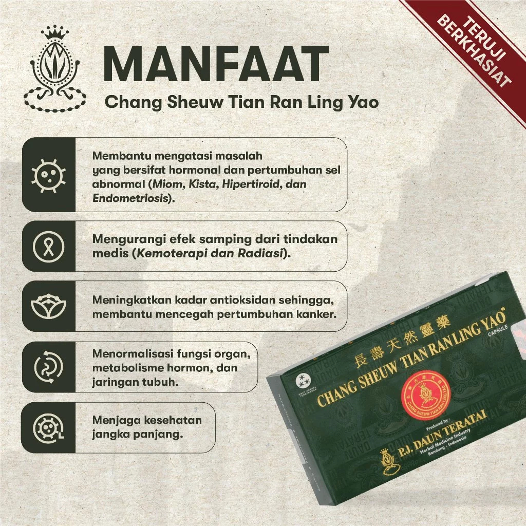 Herjunot Sport Daun Teratai Kapsul Chang Sheuw Tian Ran Ling Yao Kanker Kista Miom 30 Kapsul