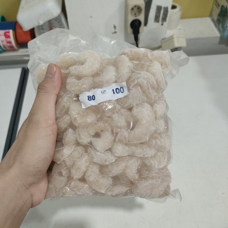 

Udang Vaname Kupas IQF size 80/100 ekor/kg / udang vannamei kupas size 80-100