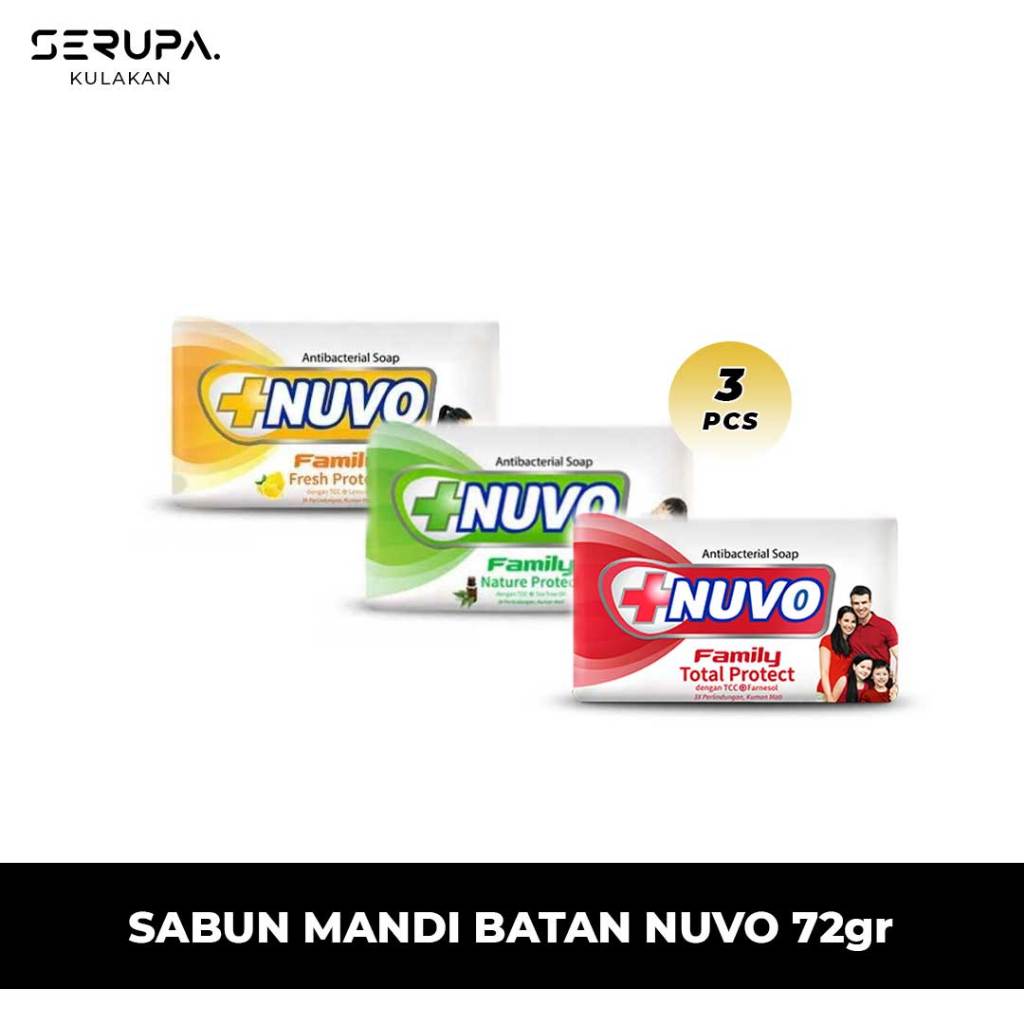 3 PCS Sabun Mandi Batang Nuvo 72gr | Sabun Nuvo | Sabun Mandi Nuvo | Sabung Batang Nuvo