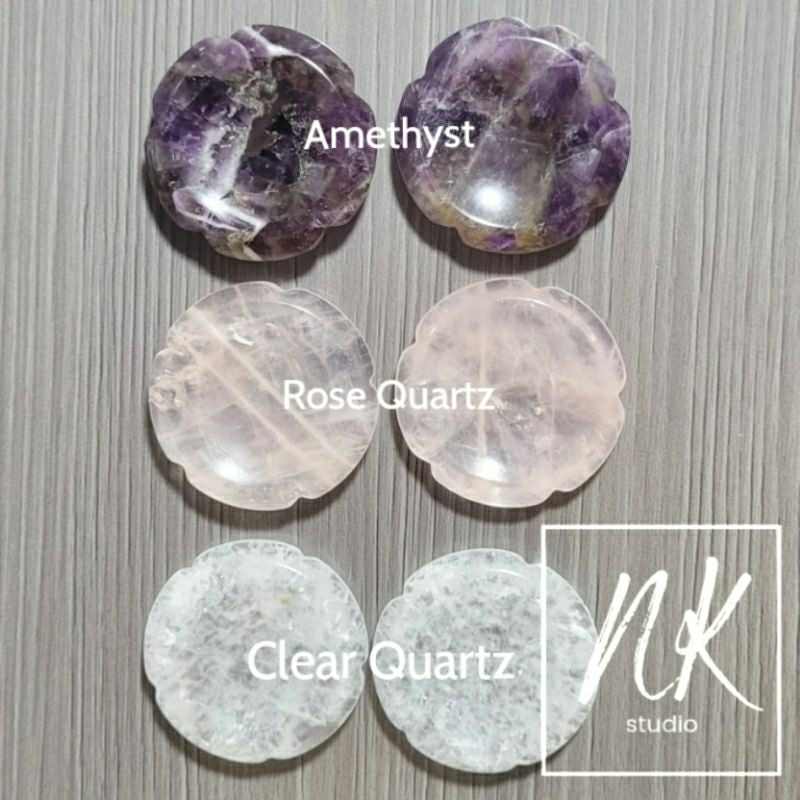 Flower Crystal Calming Stone Sphere Base Holder Stand Batu Alam Natural Worry Stone